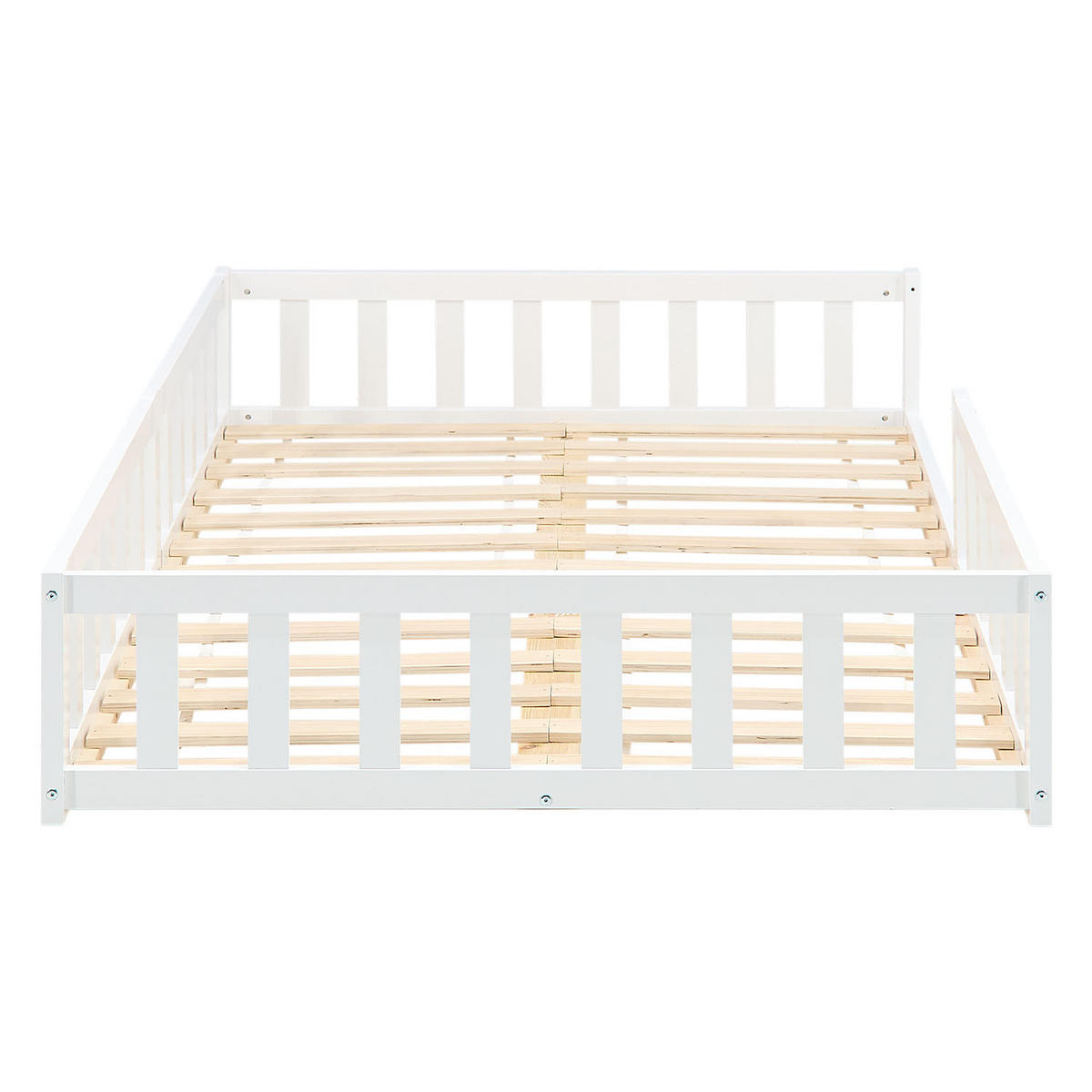 BODENBETT 120x200 cm Weiß mit Lattenrost - Weiß, Holz (120/200cm) - Homestyle4u