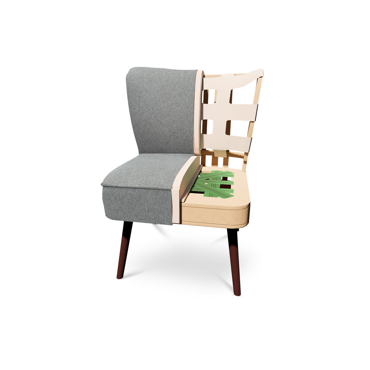 COCKTAILSESSEL 2er-Set Jofi aus dunkelgrauem Stoff - Dunkelgrau/Dunkelbraun, Holz/Textil (56/70.5/67cm) - Sicaan