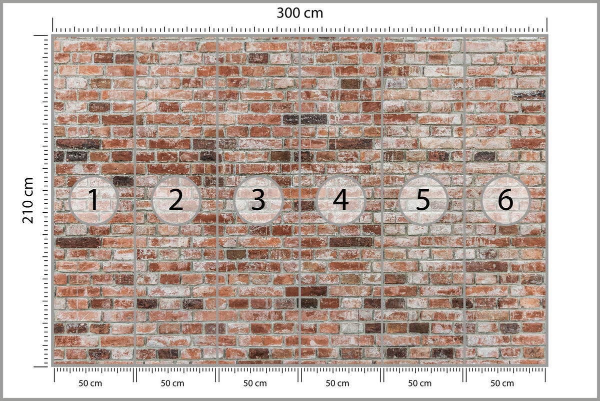 FOTOTAPETE für Büro Ziegelmauer Wand Abstraktion 300x210 - Braun, Papier (300/210cm) - Muralo