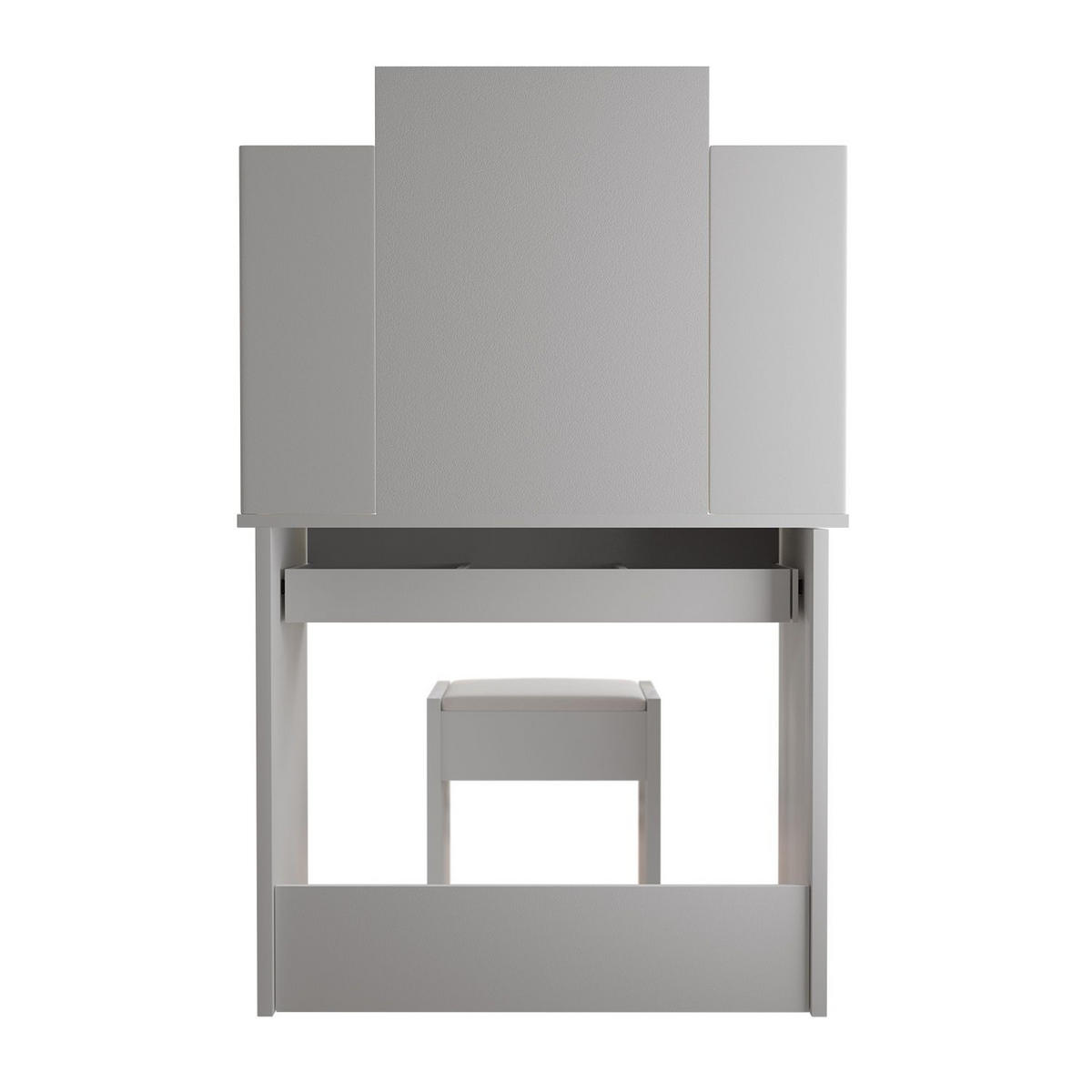SCHMINKTISCH Zoey LED-Spiegel & Hocker Melly - Weiß, Holz (40/140/90cm) - Juskys