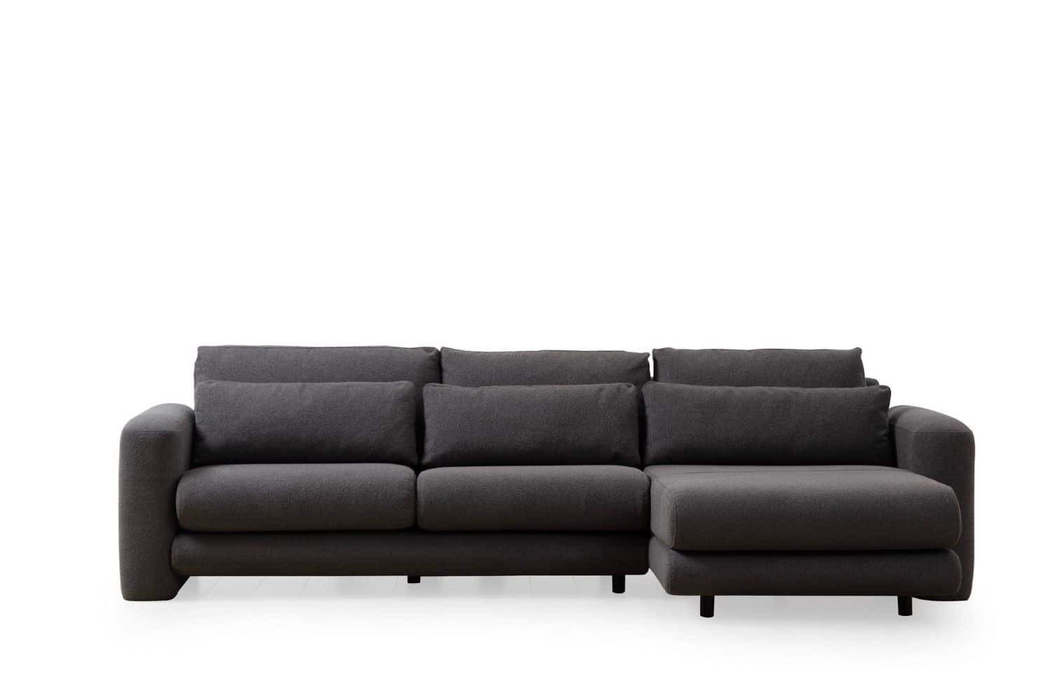 ECKSOFA mit losen Rückenkissen - Schwarz/Grau, Holz/Kunststoff (165/290cm) - myHomelando
