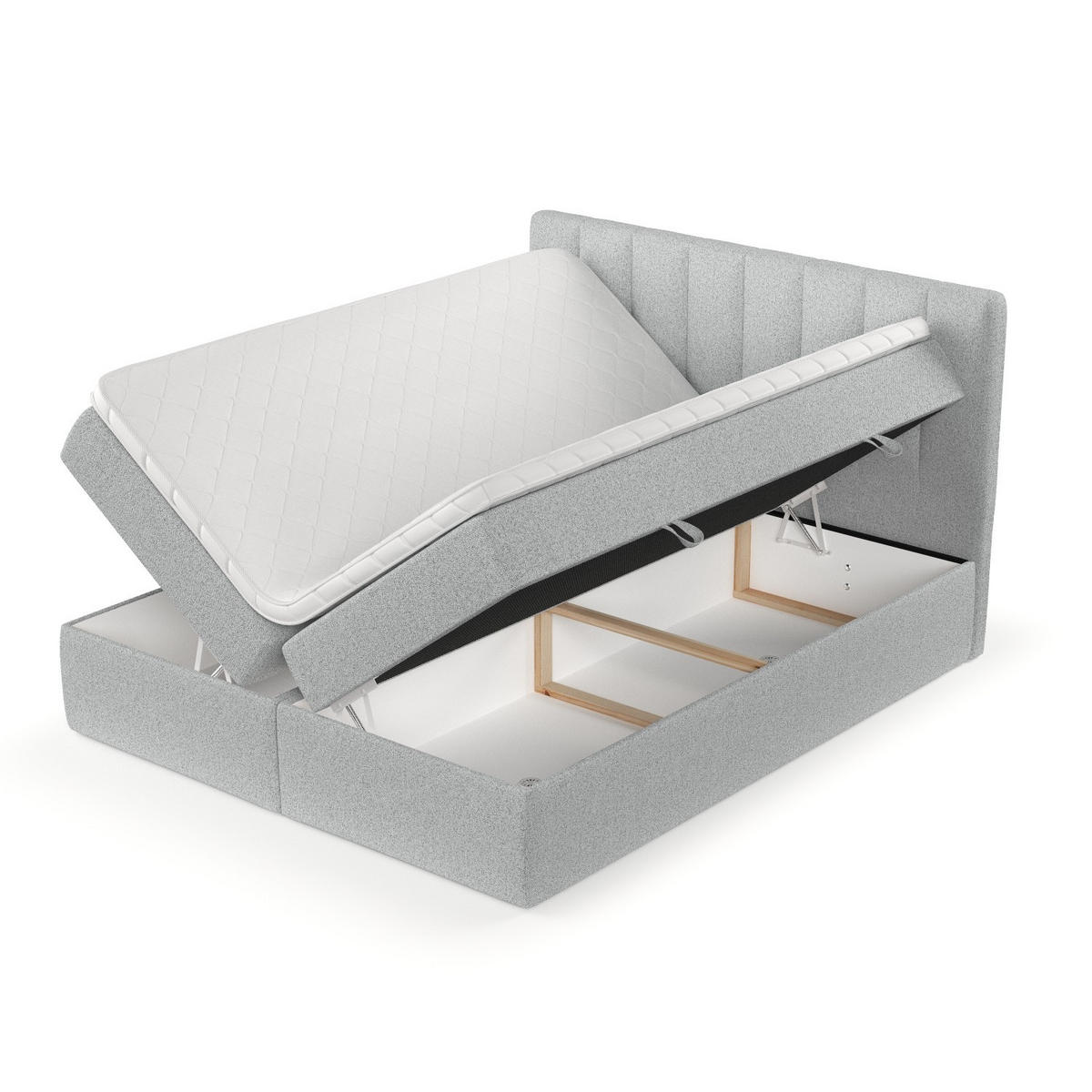 BOXBETT Bari 200/200 cm Hellgrau im Riva Stoff - Hellgrau, Holz/Holzwerkstoff (200/200cm) - AltaBeds