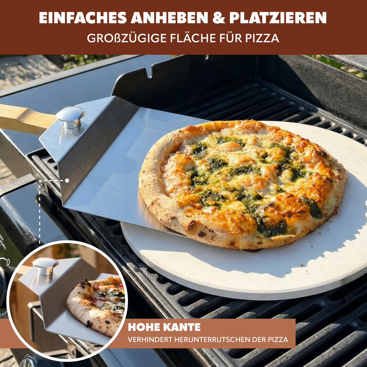 PIZZASCHIEBER 3er Set, aus Edelstahl mit Bambusgriff - Grau, Metall (60.5/1.5/25.5cm) - eluno