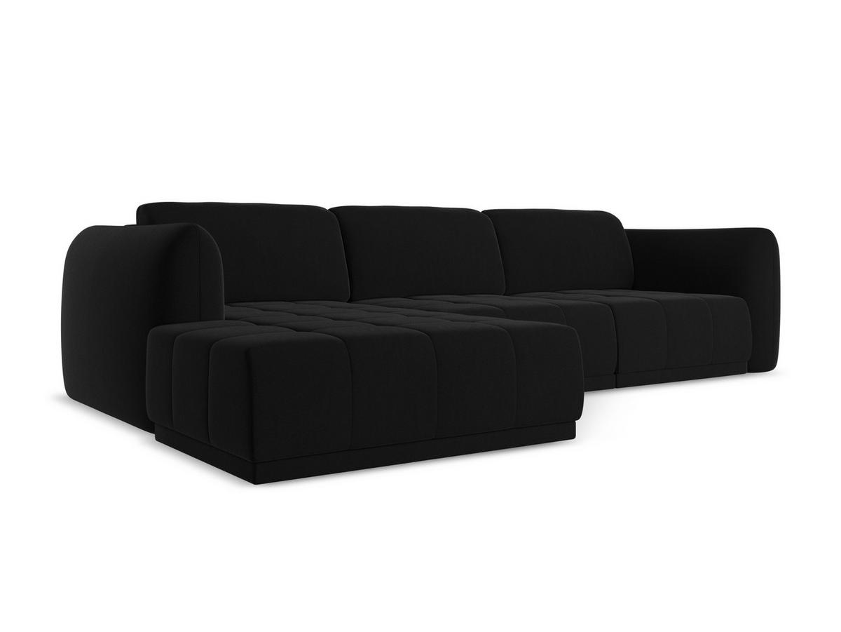 ECKSOFA Links Samt Stoff Schwarz - Schwarz, Kunststoff/Textil (170/290cm) - Makamii