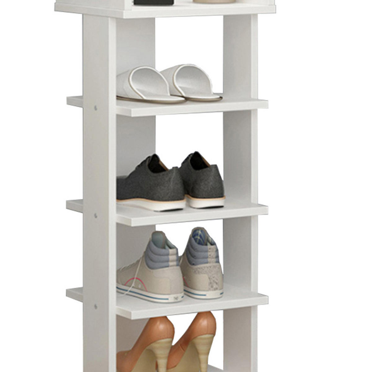 SCHUHREGAL 5-stöckig mehrschichtig einfach modern wirtschaftlich warmweiß 25x27x75cm - Weiß, Kunststoff (27/75/25cm) - Livingandhome