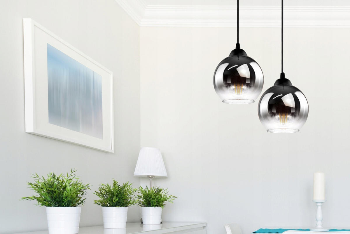 PENDELLEUCHTE MASUR - Transparent/Anthrazit, Glas/Metall (30/30/80cm) - kiki design