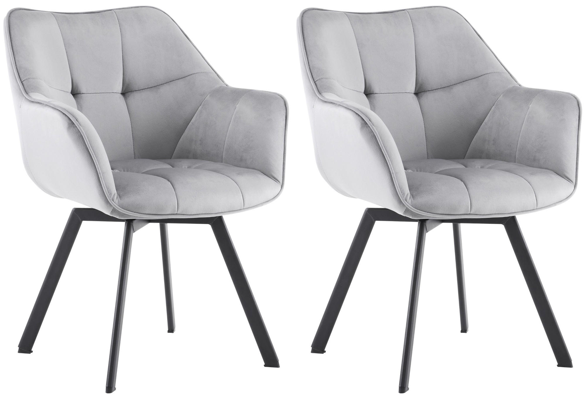 ESSZIMMERSTUHL 2er Set Samt Dunkelgrau - Dunkelgrau/Schwarz, Textil/Metall (60/81/59cm) - CLP