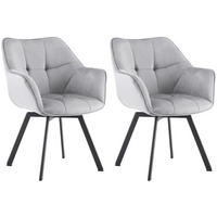 ESSZIMMERSTUHL 2er Set Samt Dunkelgrau - Dunkelgrau/Schwarz, Textil/Metall (60/81/59cm) - CLP