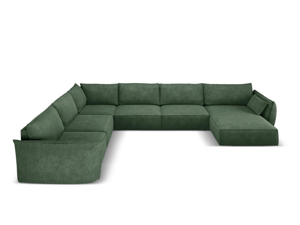 PANORAMASOFA links Kaelle aus Chenille-Stoff flaschengrün 8 Sitzplätze - Dunkelgrün, Textil (284/85/384cm) - Micadoni