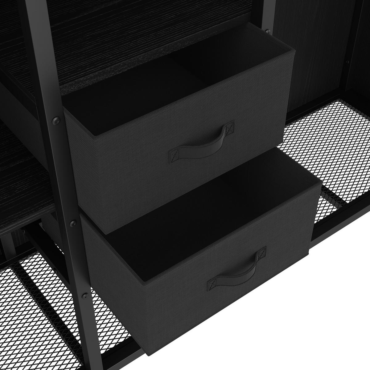 HOCHBETT 90/200 cm Schwarz aus Metall mit LED-Beleuchtung und Stauraum - Schwarz, Metall (90/200cm) - OKMYHOME