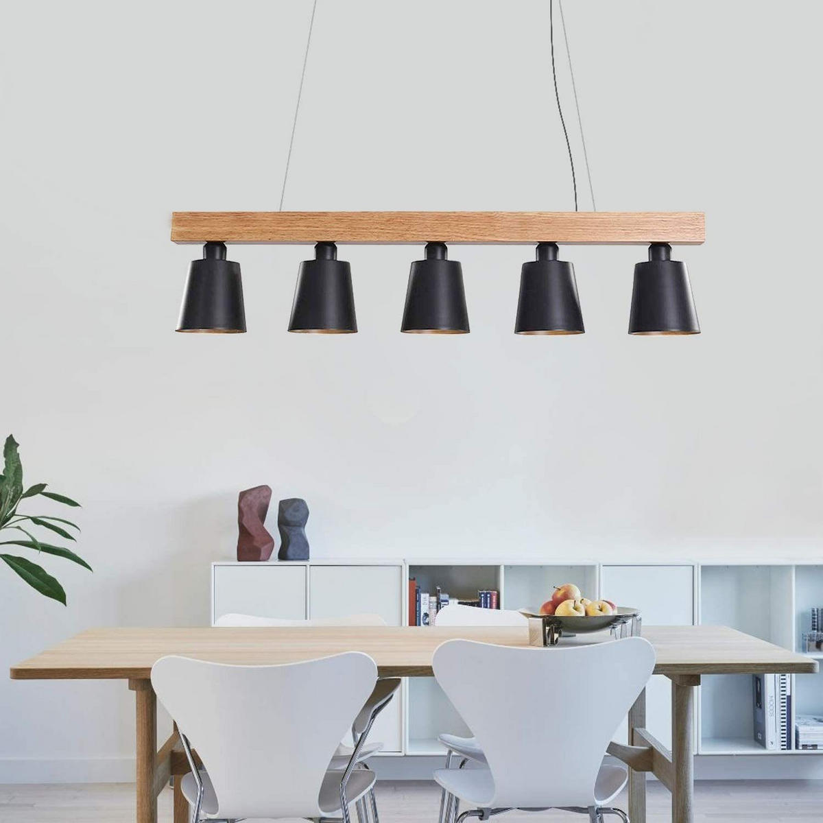 PENDELLEUCHTE Jonathan 100/13/150 cm - Schwarz, Holz/Metall (100/13/150cm) - ZMH