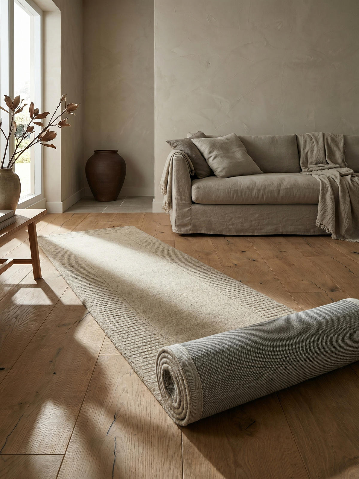 WOLLTEPPICH MOLE, einfarbig, Natur, 60 x 230 cm - Beige, Textil (60/230cm) - KADIMA DESIGN