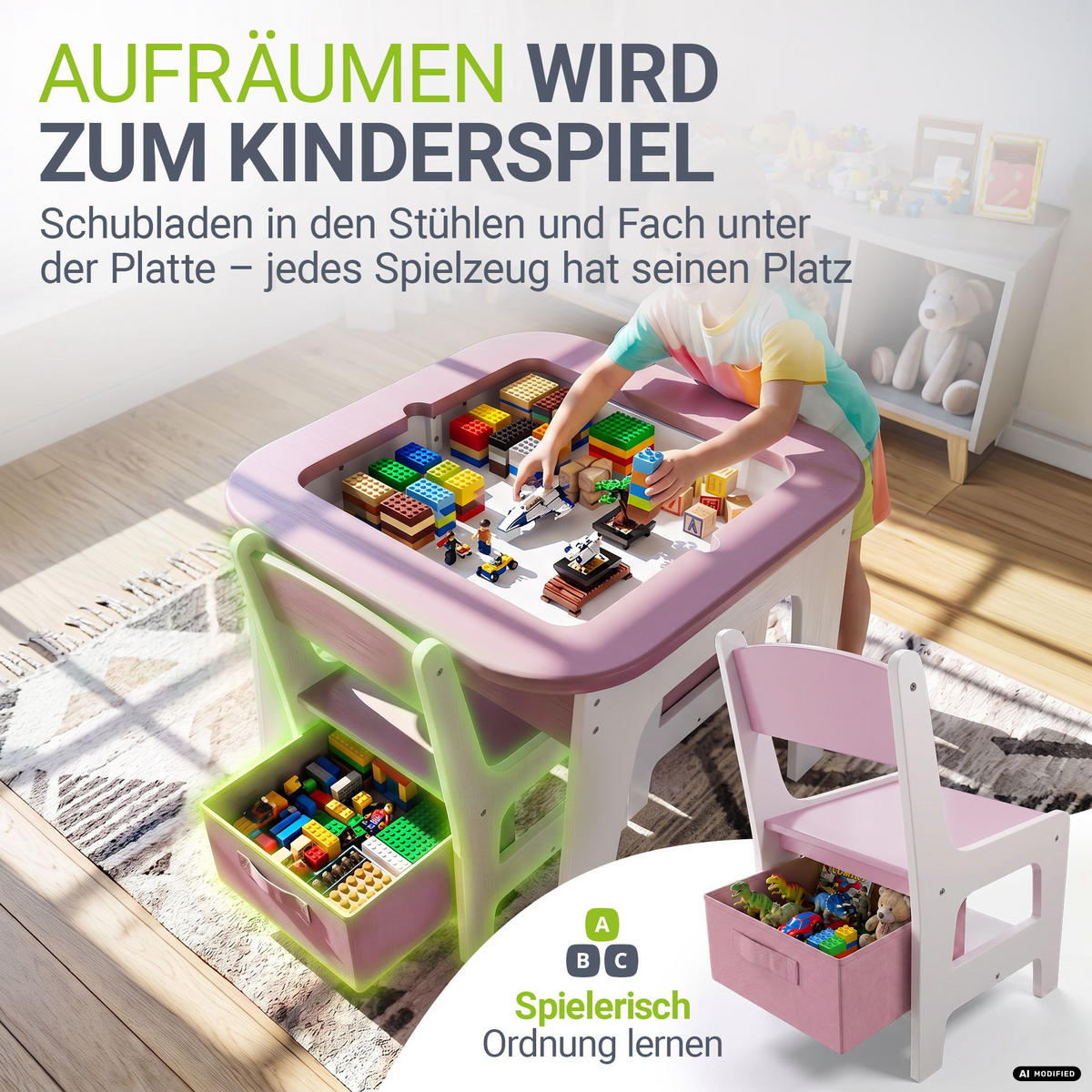 KINDERSITZGRUPPE Milou rosa - Rosa, Holz (60/50/60cm) - Juskys