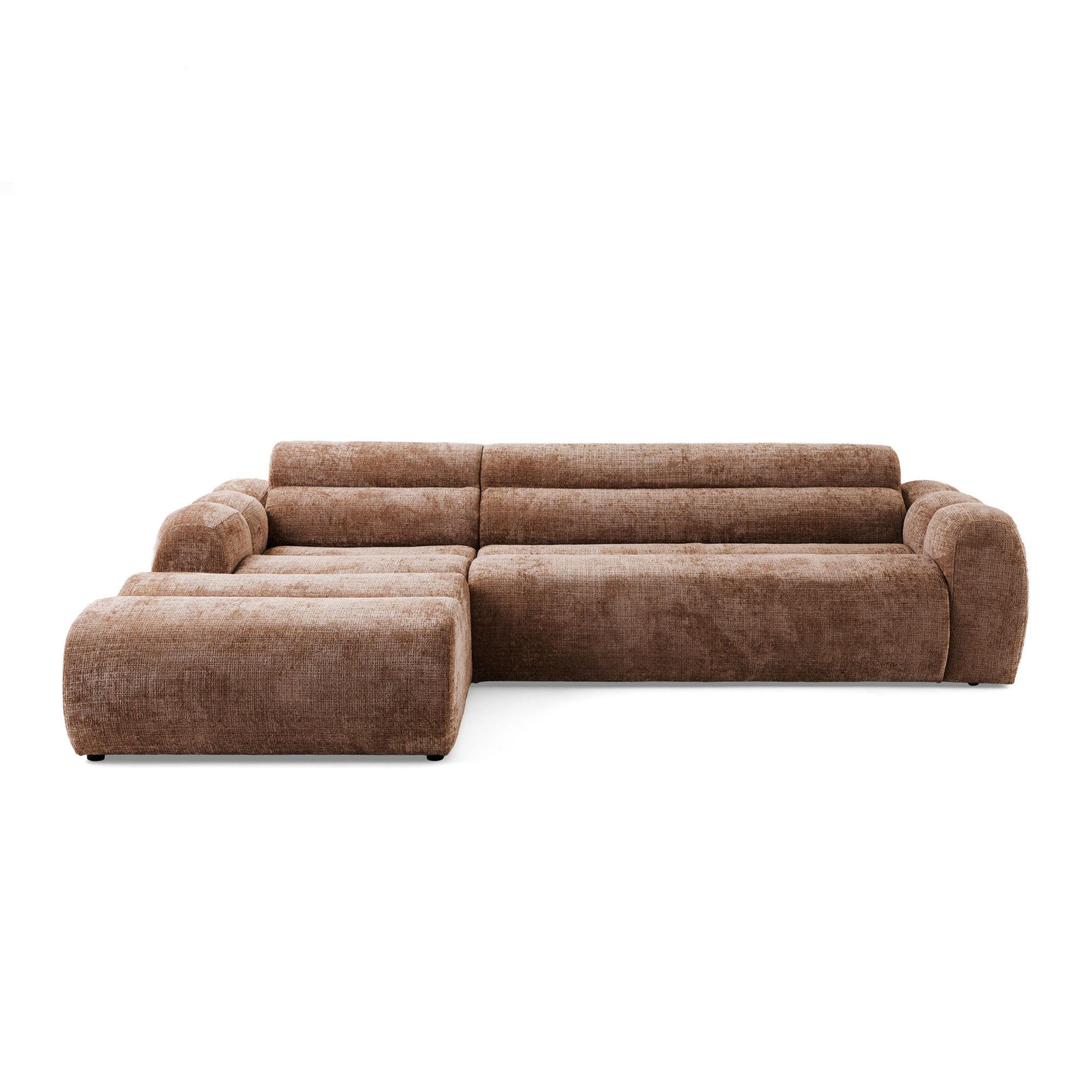 4-SITZER modulares Ecksofa VEER SET 1 Links, 298 x 175 cm, Chenille Webstoff Orange - Schwarz/Orange, Holz/Kunststoff (298/175cm) - Muffo
