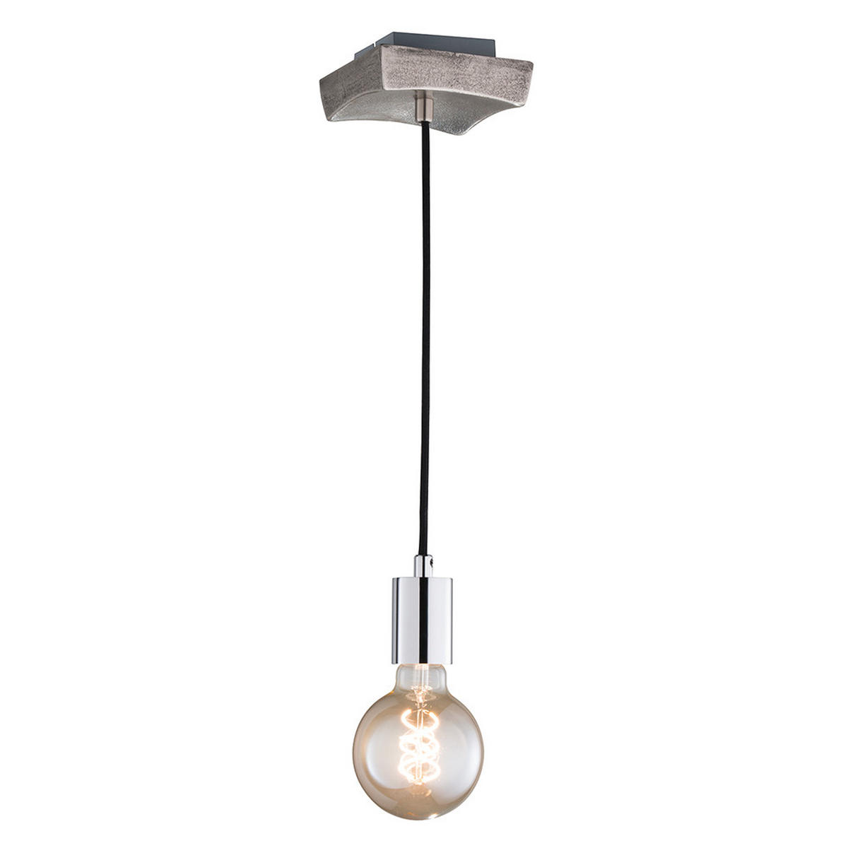 HÄNGELEUCHTE Metall Chrom Schwarz - Silberfarben, Metall (12/12/140cm)