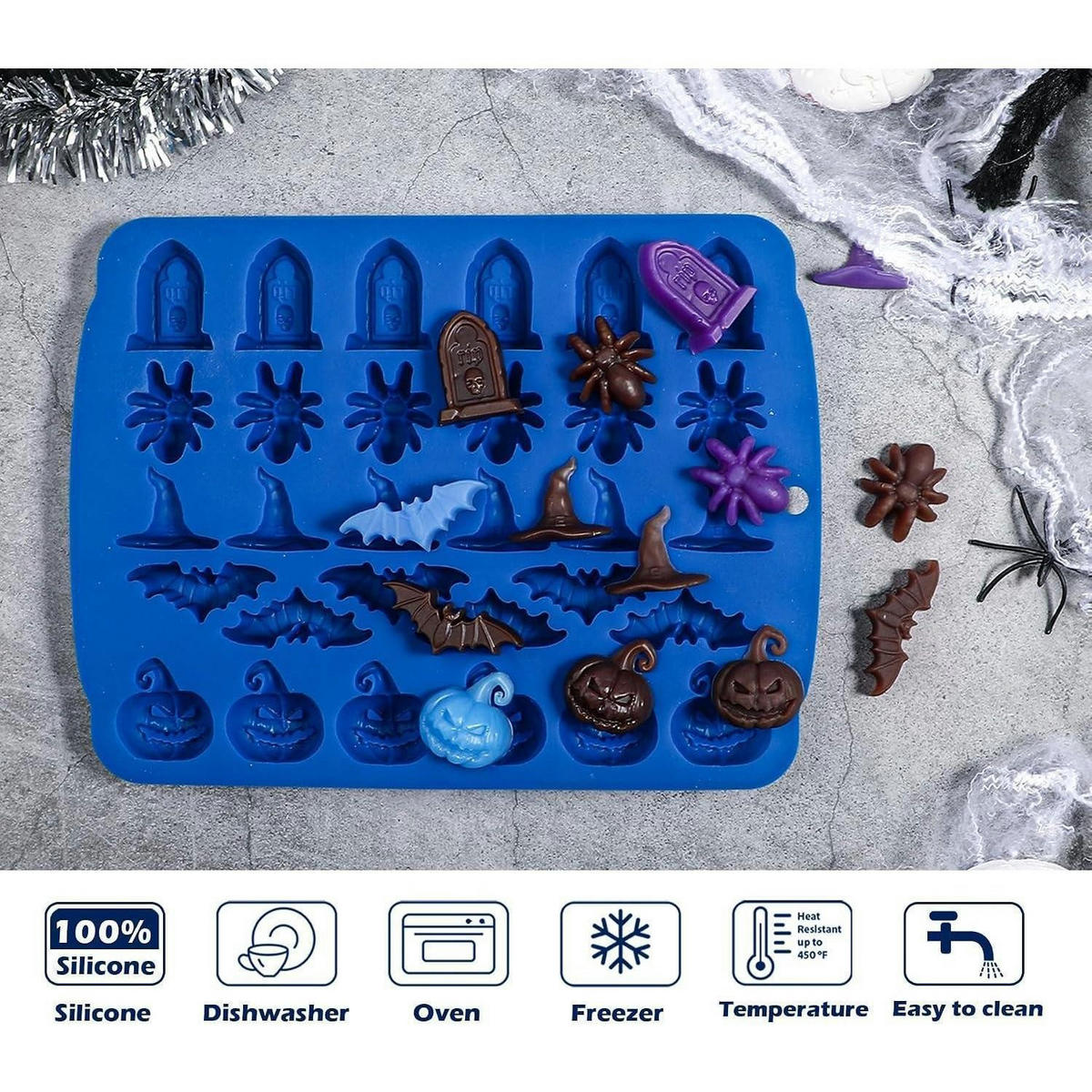BACKFORM 2-teiliges Set Silikon Halloween Motive - Blau, Kunststoff