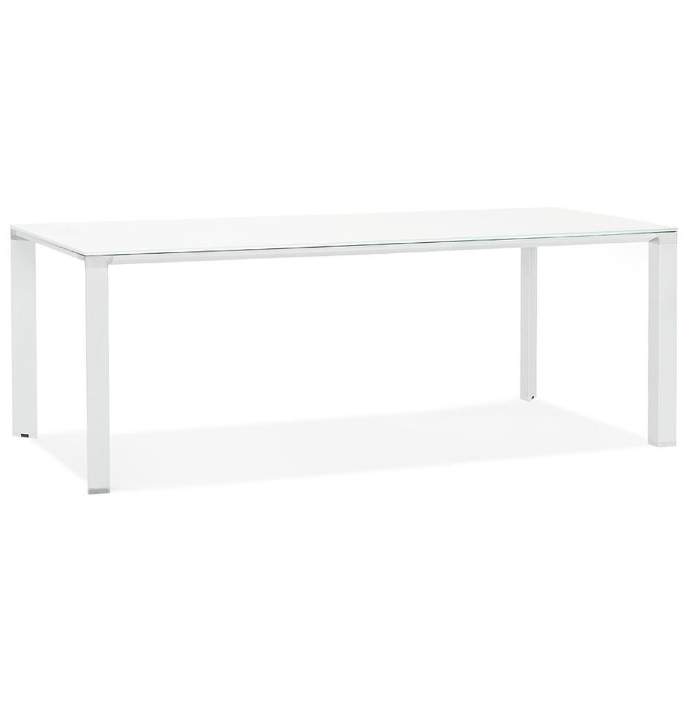 SCHREIBTISCH Glas Chromakzente Für Besprechungsraum KERIX, Weiß 200x100x74 cm - Weiß, Glas/Metall (100/200/74cm) - KADIMA DESIGN