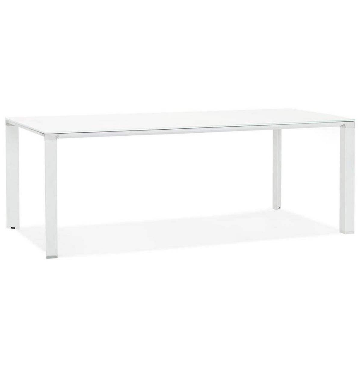 SCHREIBTISCH Glas Chromakzente Für Besprechungsraum KERIX, Weiß 200x100x74 cm - Weiß, Glas/Metall (100/200/74cm) - KADIMA DESIGN