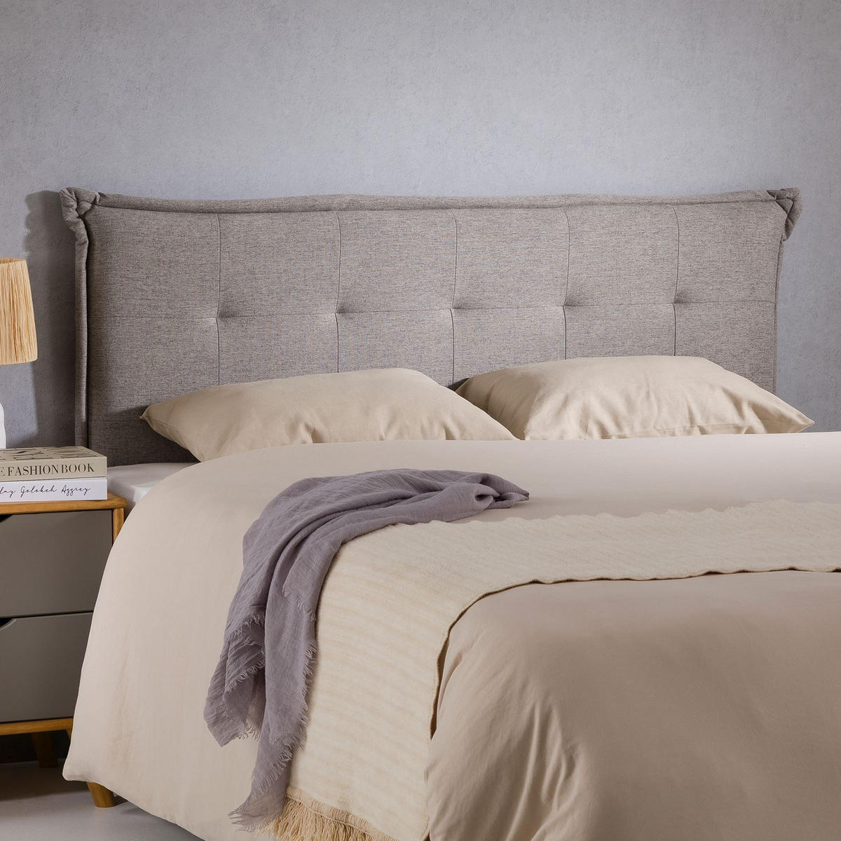 KOPFTEIL ZELOX 160X190 CM - Grau, Textil (162/94/7cm) - IDIMEX