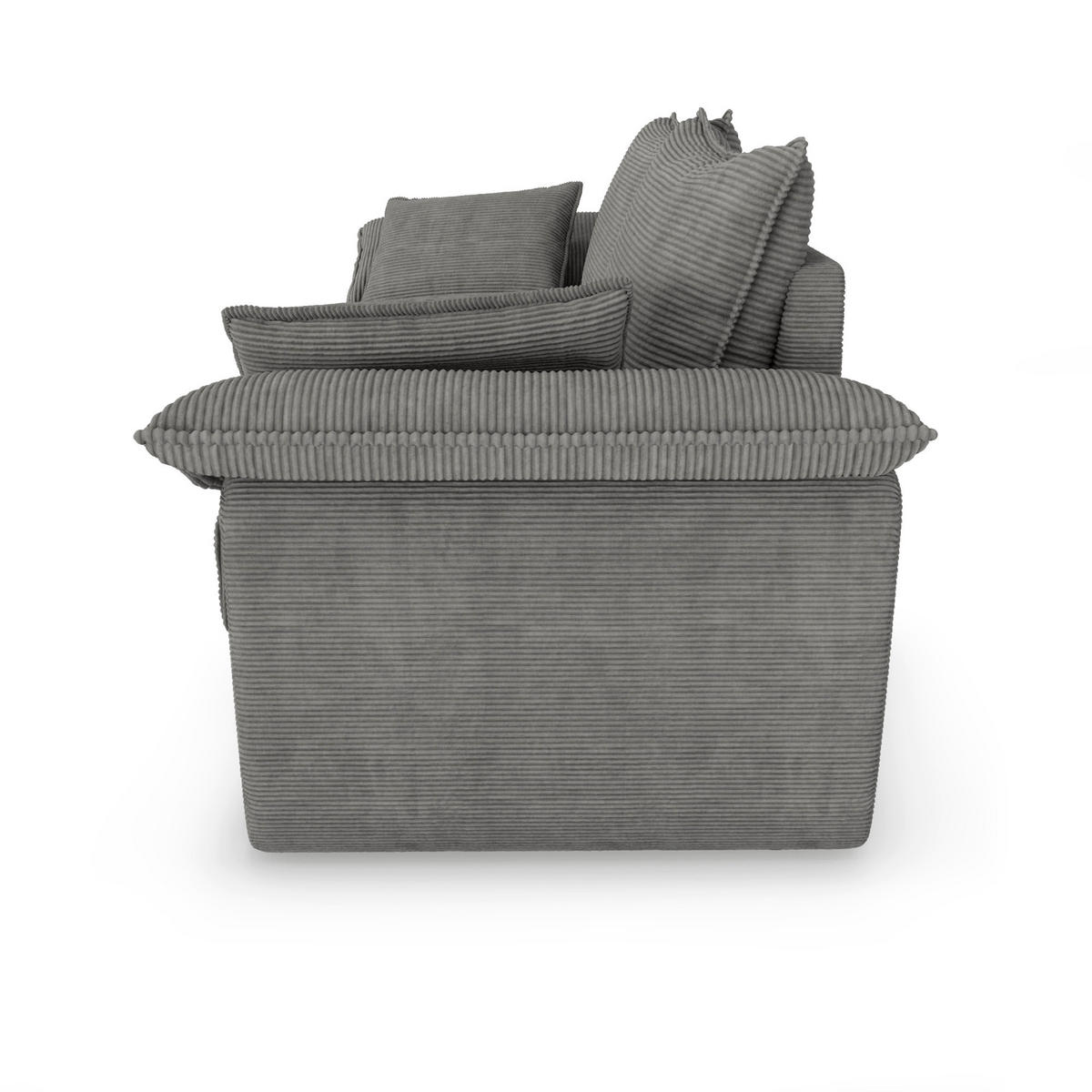 SOFA 3-Sitzer Gerippter Samt Anthrazitgrau 232cm - Dunkelgrau/Anthrazit, Textil (232/92/102cm) - Sia Home