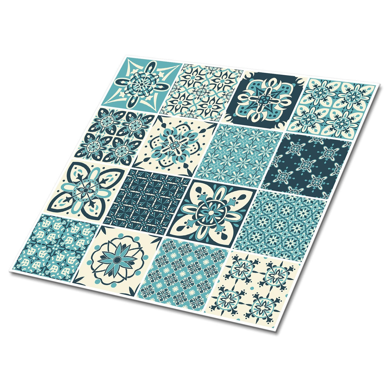 FLIESENAUFKLEBER 9 Stück 30x30 cm selbstklebend Portugiesisches Muster - Grau, Textil (30/1.6/30cm) - TULUP