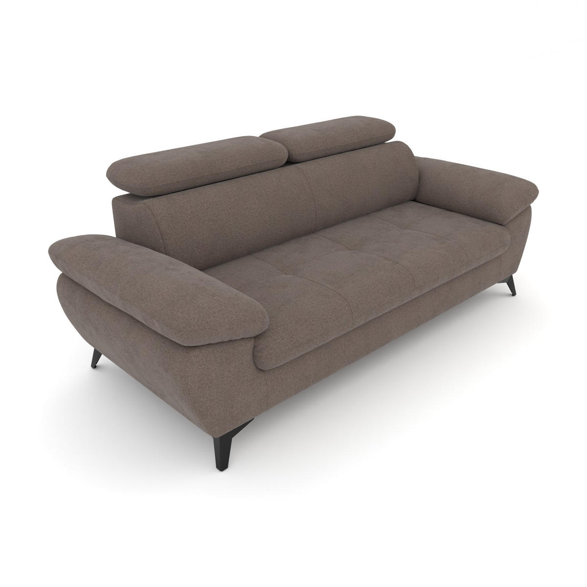 3-SITZER Karlstad Chenille Braun verstell. Kopfstützen B 215 cm - Dunkelbraun, Kunststoff/Textil (215/84/100cm) - foamnova