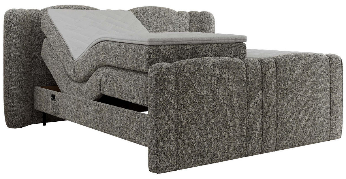 BOXBETT FORTINA 160/200 - Grau Struktur - H4 - Grau, Holz/Textil (160/200cm) - MKS