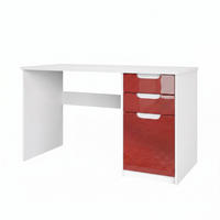 SCHREIBTISCH Logan Fronten in Bordeaux Hochglanz - Bordeaux, Holzwerkstoff (60/129/76cm) - Vladon