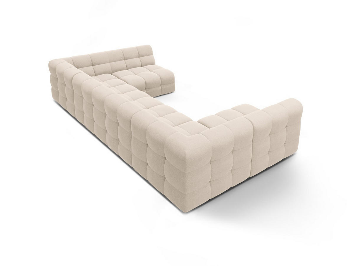 PANORAMASOFA Kendal aus strukturiertem Stoff beige 7 Sitzplätze - Beige, Textil (203/79/372cm) - Micadoni