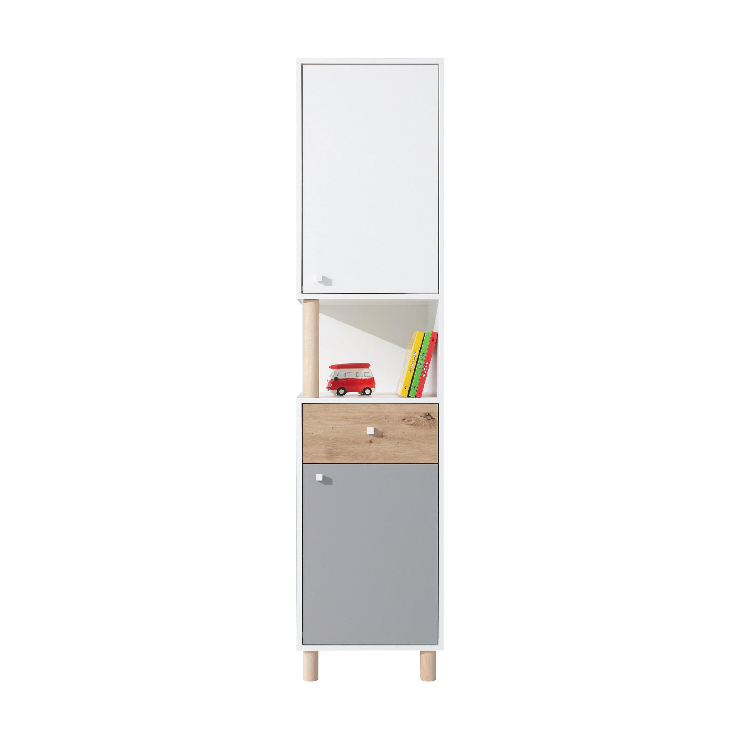 BÜCHERREGAL Figo mit 2 Türen und 1 Schublade - Weiß/Eiche Artisan, Holzwerkstoff (45/190/40cm) - Beautysofa