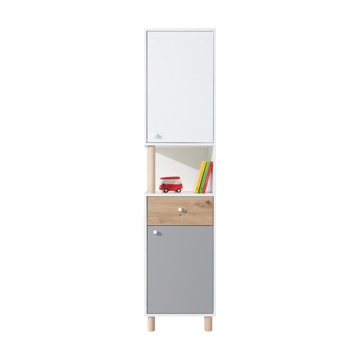 BÜCHERREGAL Figo mit 2 Türen und 1 Schublade - Weiß/Eiche Artisan, Holzwerkstoff (45/190/40cm) - Beautysofa