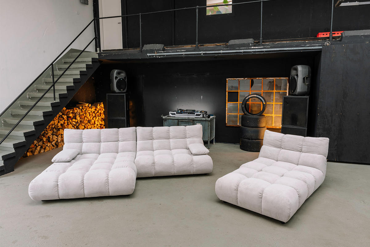 SITZGRUPPE VIVIEN 3ER SET Silber Cord (1er-Set) - Silberfarben, Kunststoff/Textil (359/85/510cm) - KAWOLA