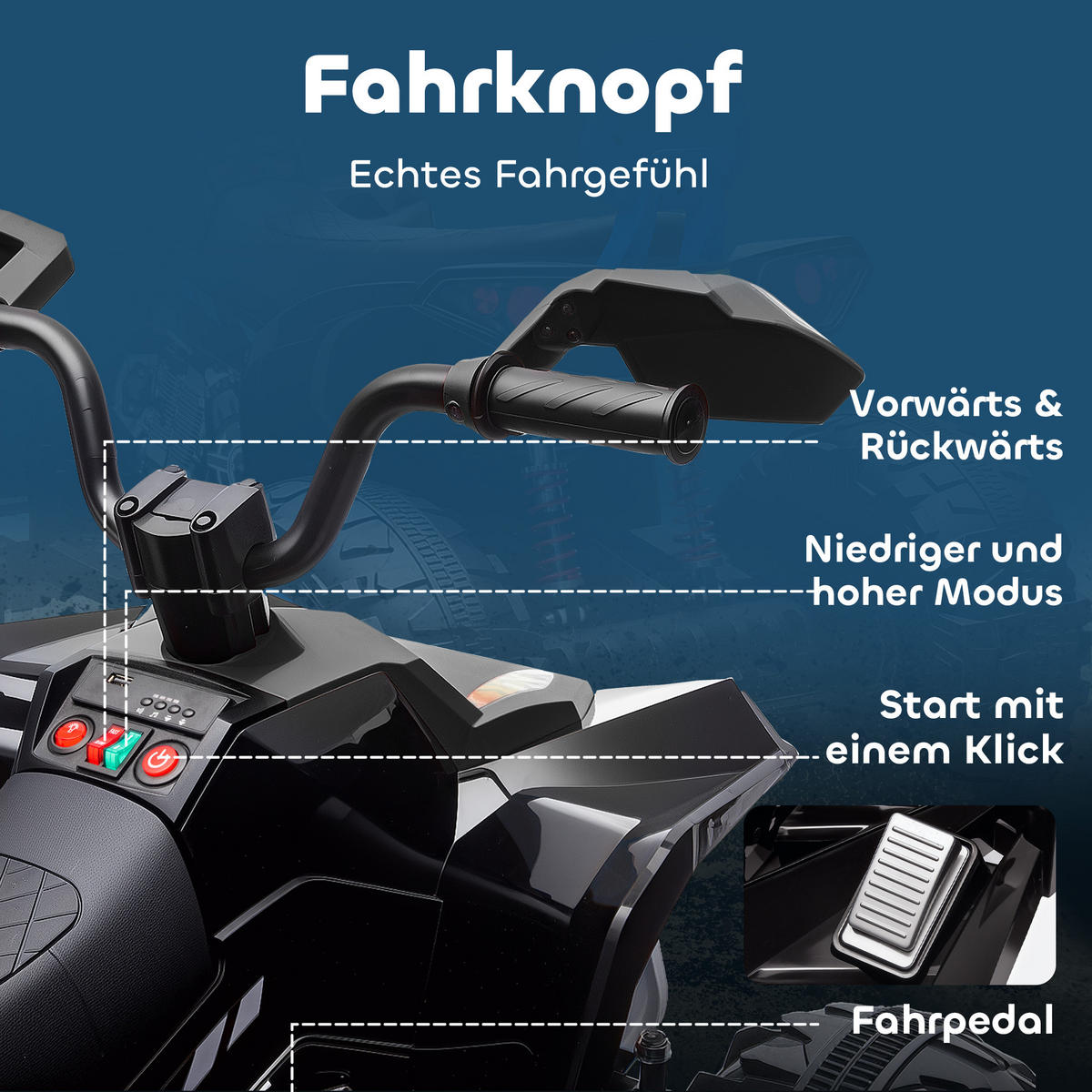 KINDER-ELEKTRO-QUAD DE-06169 24V Zweisitzer mit MP3 und Scheinwerfer Rot - Schwarz, Kunststoff/Metall (109/68.5/76cm) - ComfortXL