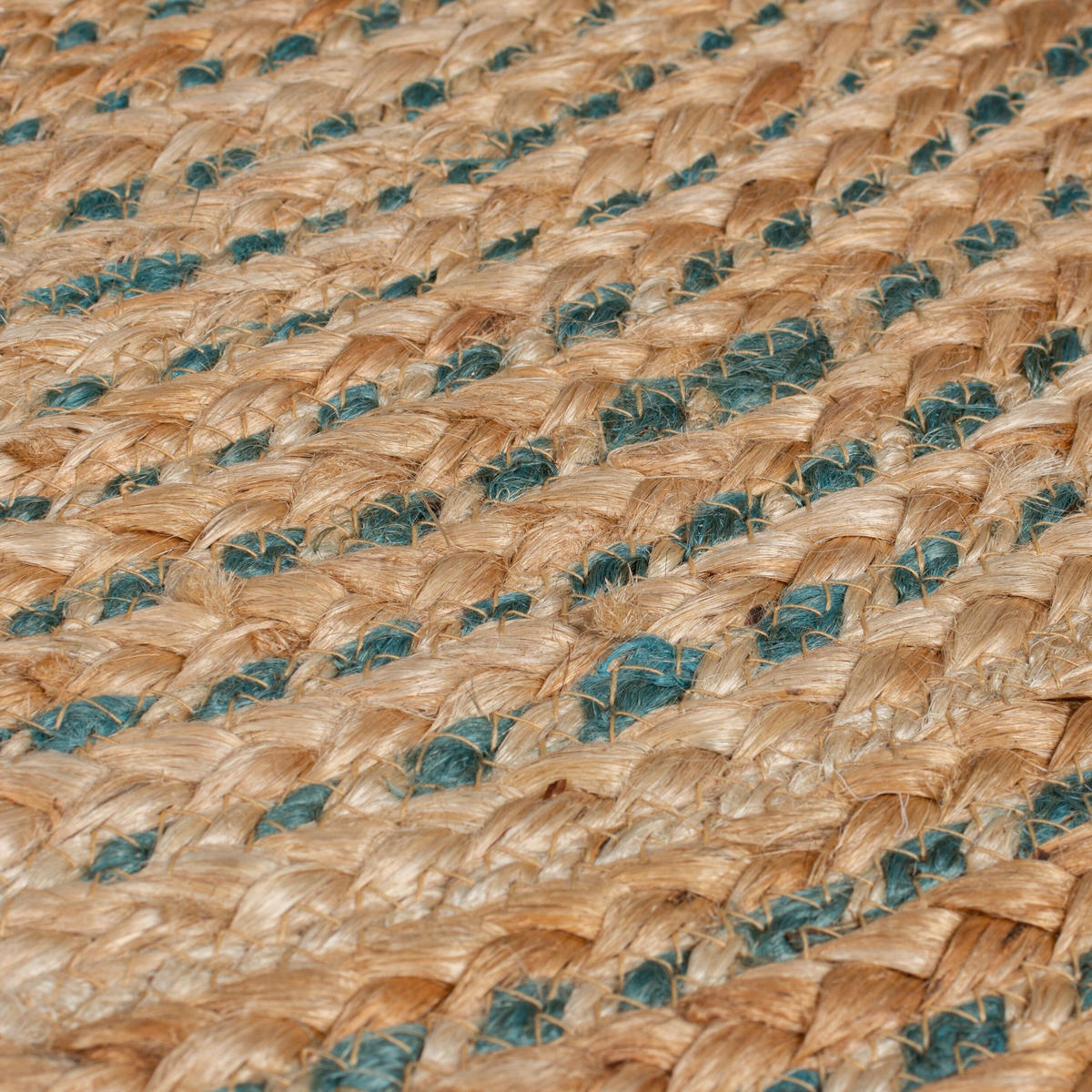 TEPPICH Jute in Naturtönen, handgewebt EDEN, Braun-Blau 180x180 cm - Blau/Braun, Naturmaterialien (180/180cm) - KADIMA DESIGN
