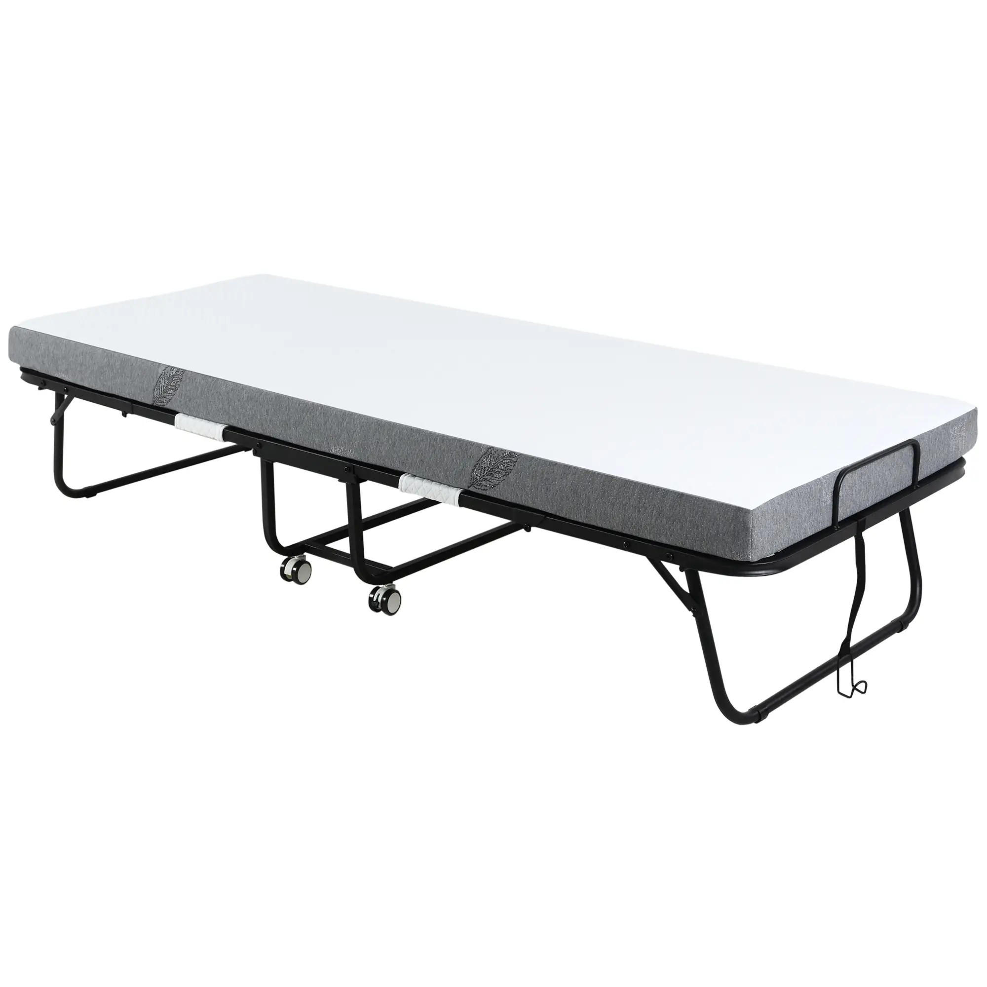 KLAPPBETT mit Rollen 200x80 cm Stahl Weiß - Weiß, Metall (80/200cm) - Beauniv