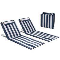 ISOMATTE, 2er-Set, Blanco y Azul, verstellbare Lehne, Kopfstütze, Tragetasche, 134 x 48 x 33–43 cm - Weiß, Kunststoff (134/43/48cm) - Vallsero