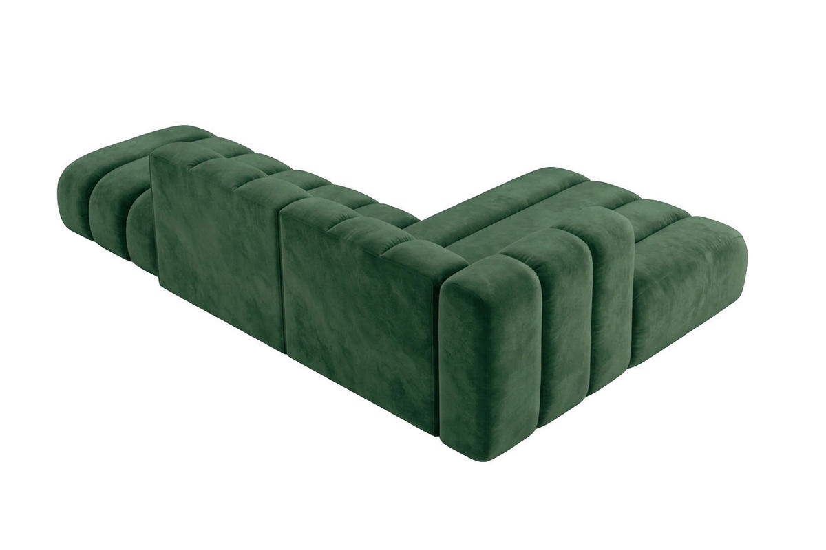 ECKSOFA Modulares In L-Form Mit Hocker, Velvet-Stoff Riviera, Grün, Rechts, GRAND Mini - Olivgrün, Holz (295/179cm) - Kaiser Möbel