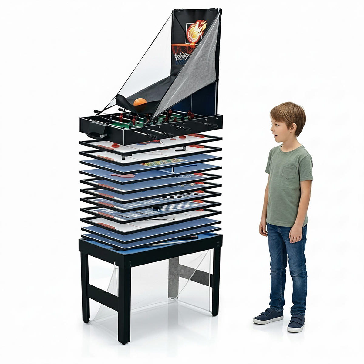 SPIELTISCH Schwarz 20 in 1 - Multicolor, Holzwerkstoff/Kunststoff (60/107/81cm) - Relaxdays