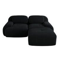ECKSOFA modular, rahmenlos, mit geschwungenen Armlehnen und Cordbezug, Schwarz - Schwarz, Textil (208/178cm) - Redom