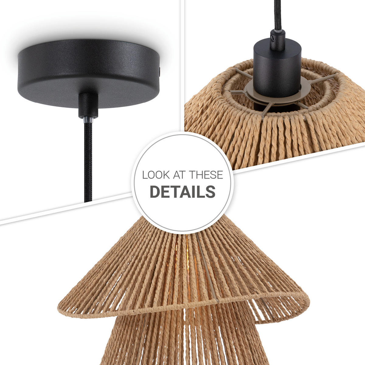 PENDELLEUCHTE Hugo - Schwarz, Metall (45/45/35cm) - Paco Home