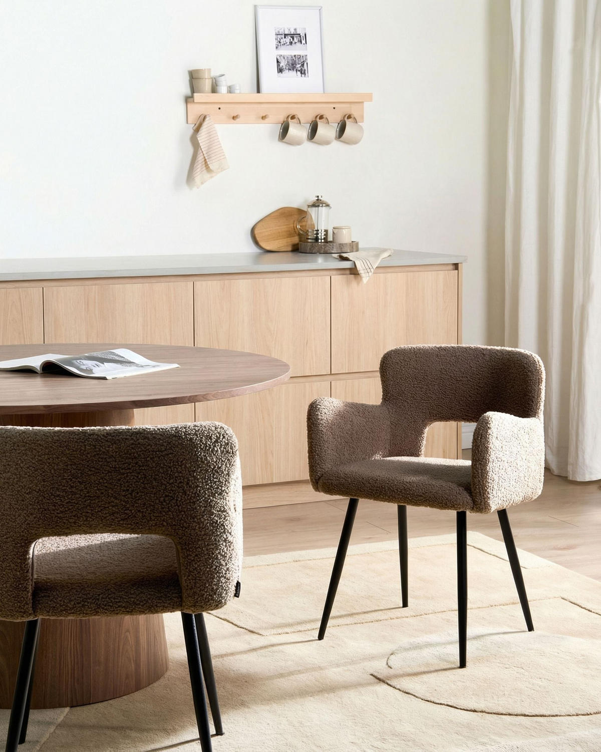 ESSZIMMERSTUHL 2er-Set Bouclé Braun Sanilac - Braun, Textil (54/76/50cm) - Beliani