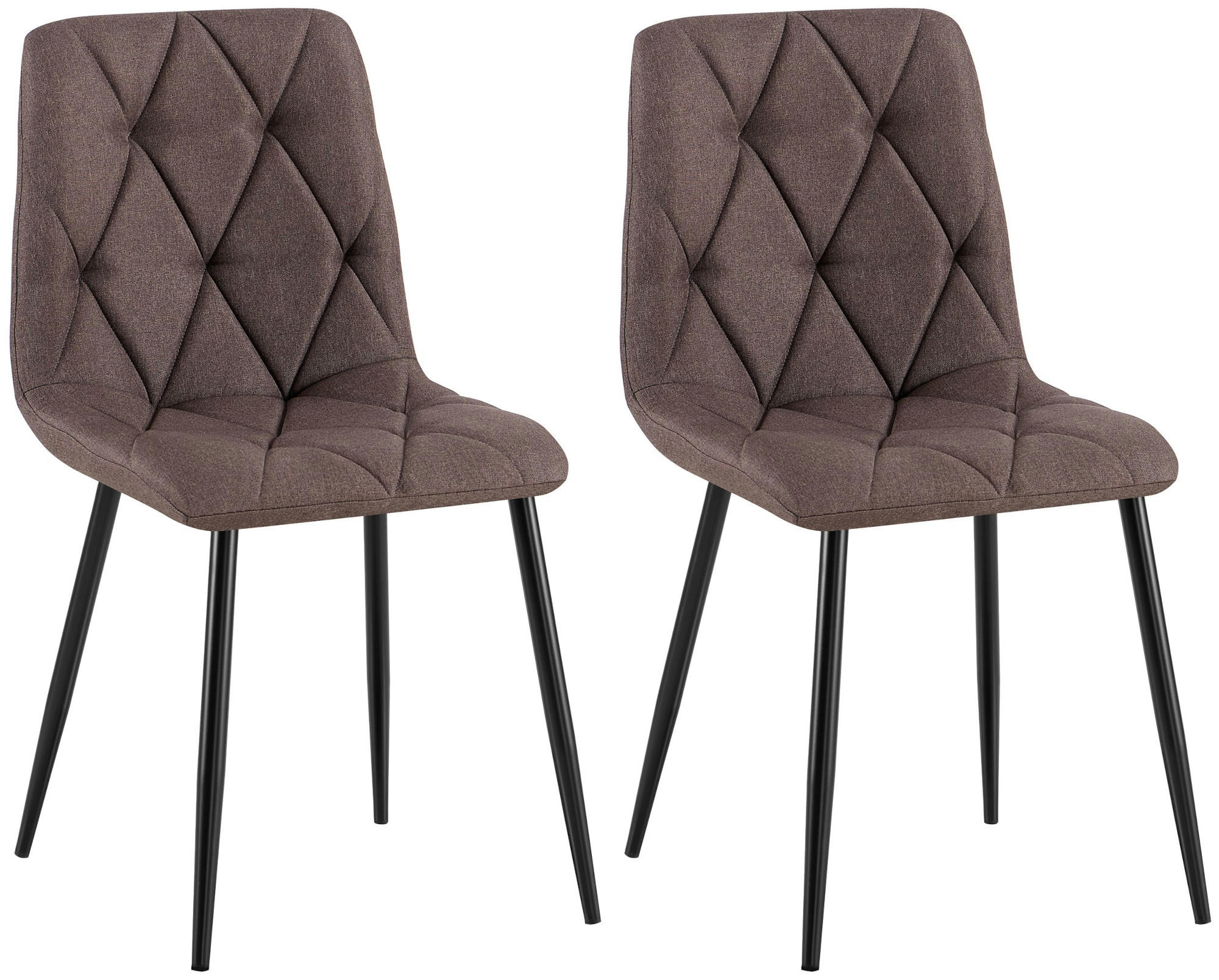 STUHL 2er Set Stoff Braun - Schwarz/Braun, Textil/Metall (45/85/55cm) - CLP