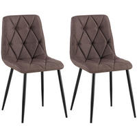 STUHL 2er Set Stoff Braun - Schwarz/Braun, Textil/Metall (45/85/55cm) - CLP