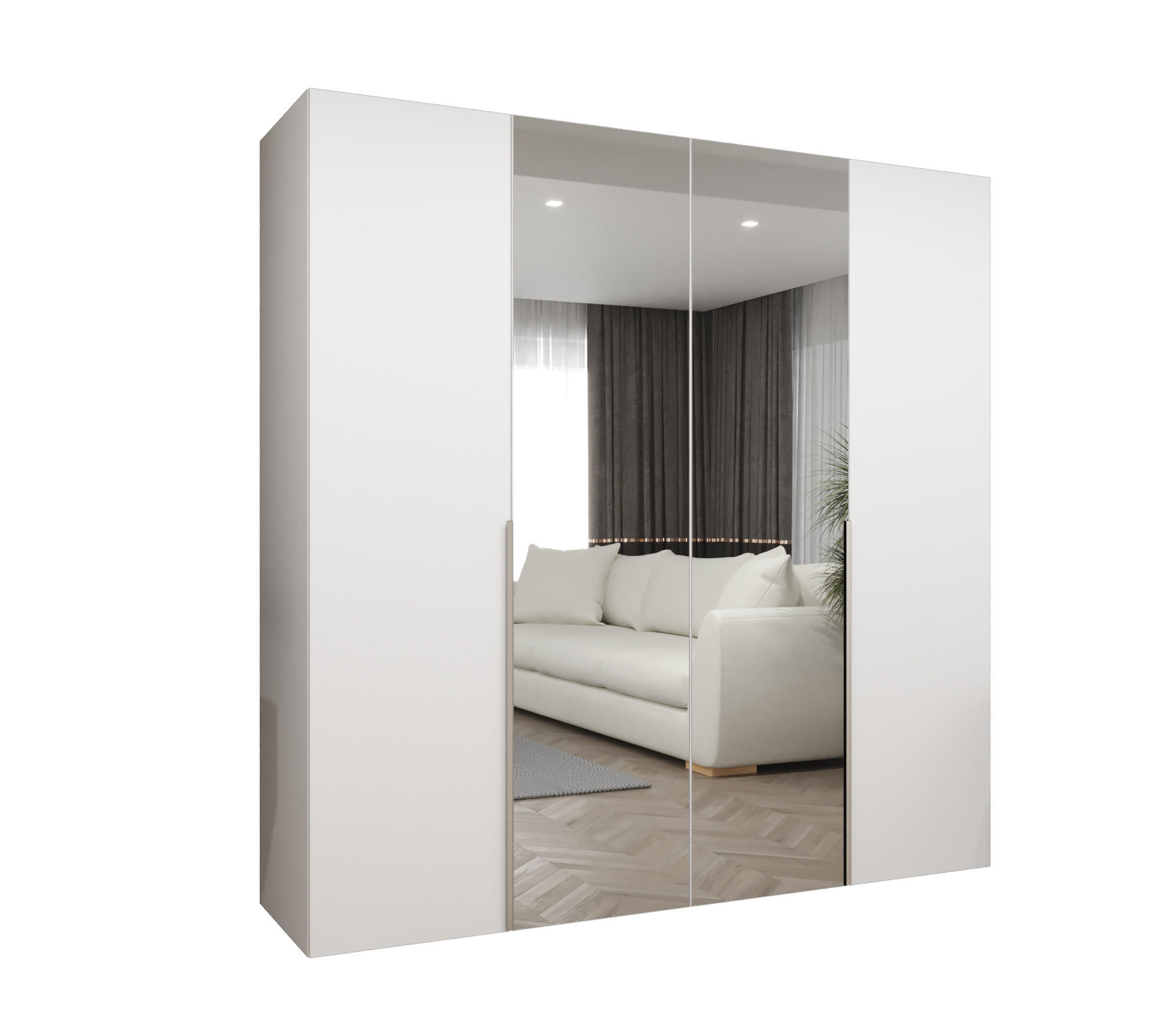 Abiks Möbel Drehtürenschrank Weiß, Kaschmir 200x202x52 cm