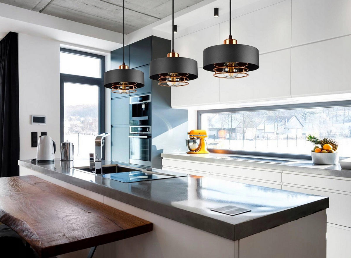 PENDELLEUCHTE EDISON - Goldfarben/Schwarz, Metall (20/80/70cm) - kiki design