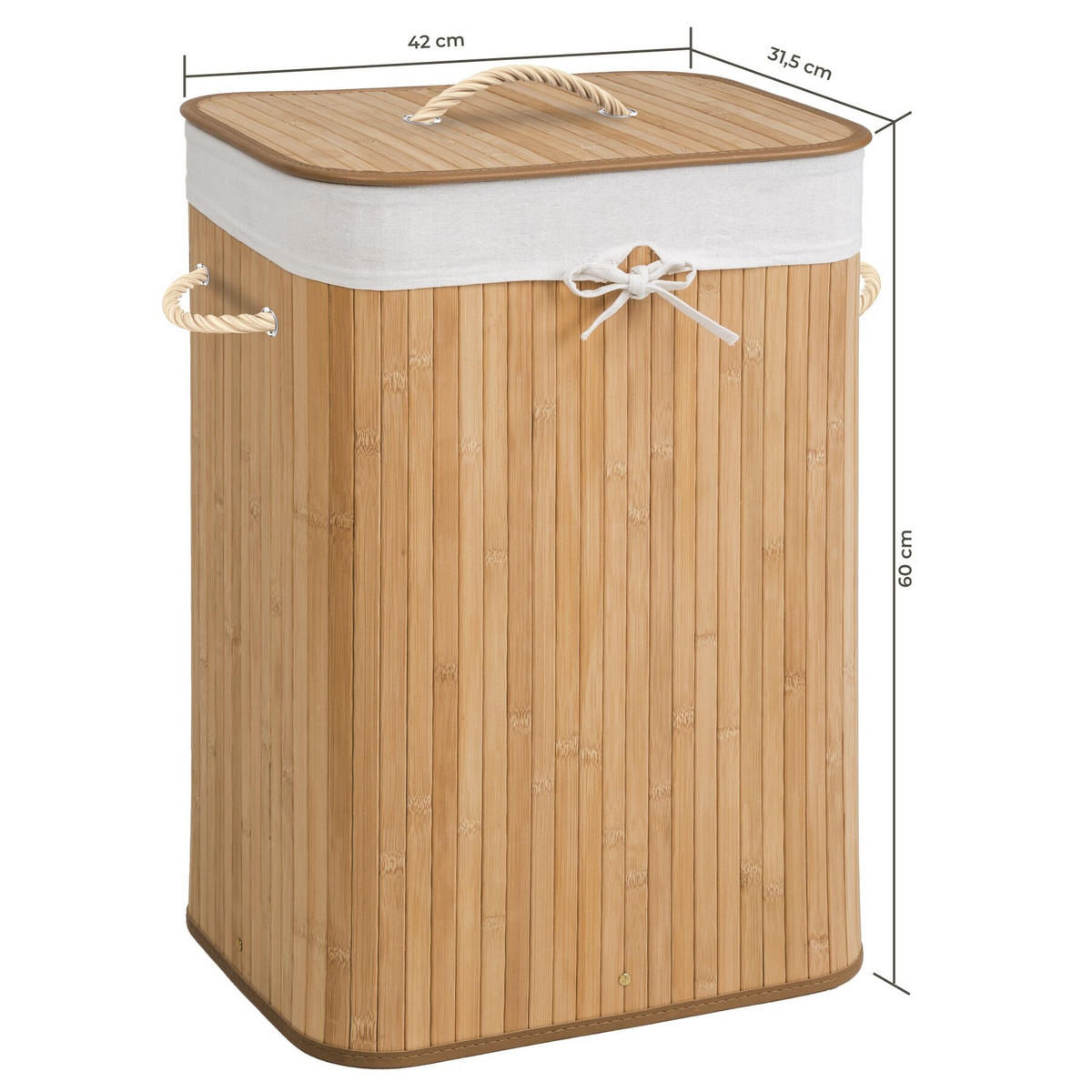 WÄSCHEKORB, 42 x 31,5 x 60 cm, beige - Beige, Textil (31.5/60/42cm) - tectake