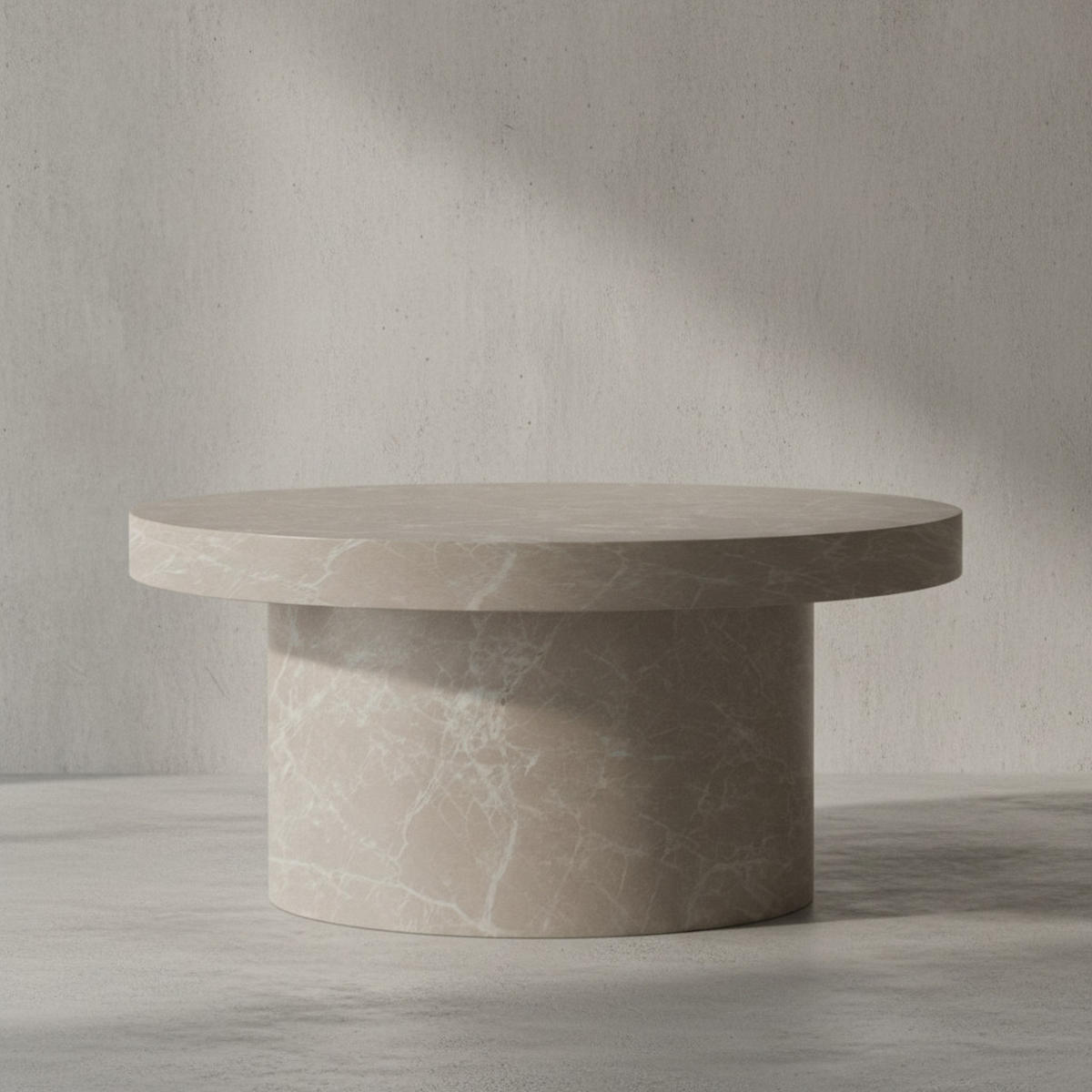 COUCHTISCH rund in Stein-Optik – moderner Look in Grau, Beige 60x60x30 cm - Beige, Holzwerkstoff (60/60/30cm) - KADIMA DESIGN