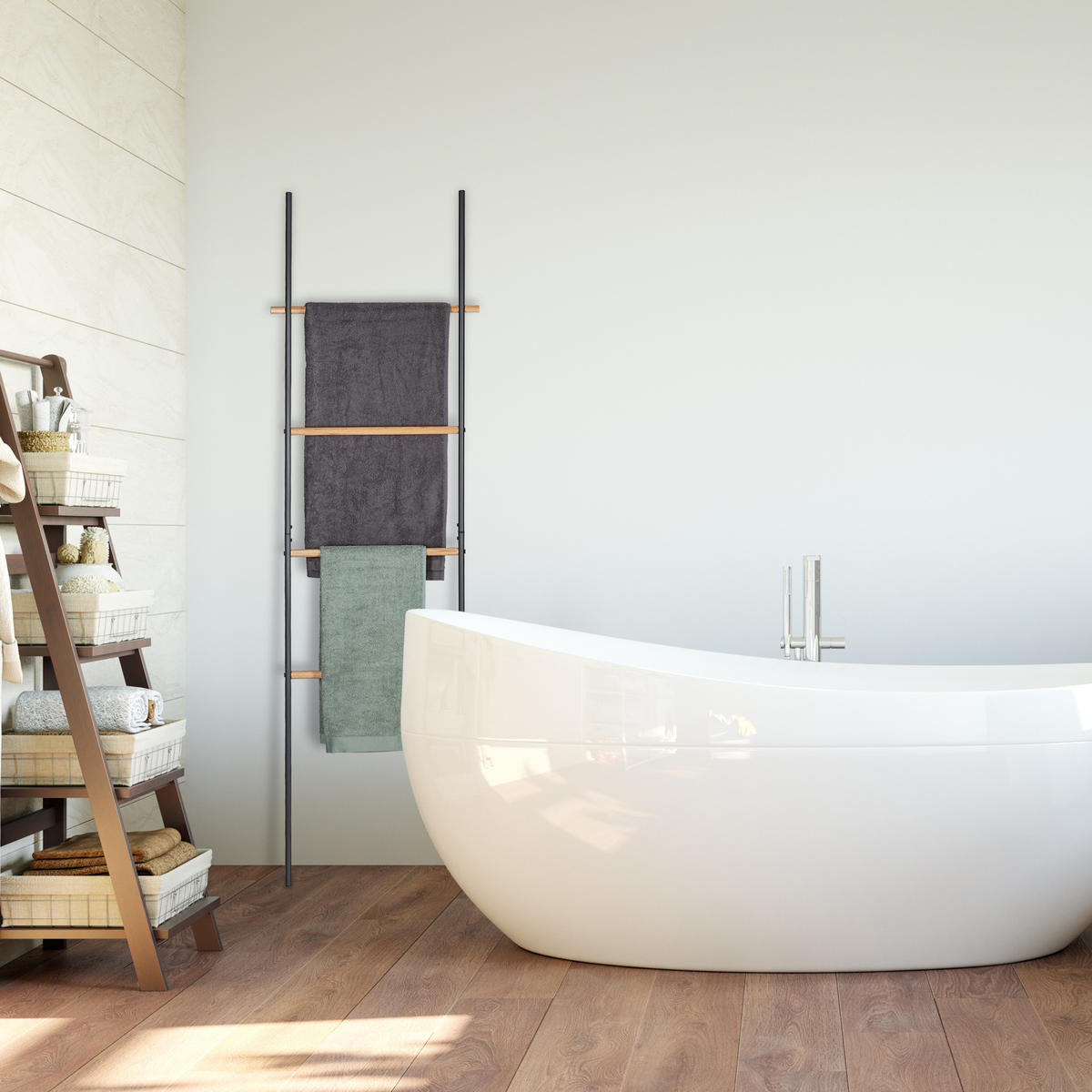 UTERÁKOVÝ stojan - viacfarebná, kov/drevo (50/171/3cm) - Relaxdays