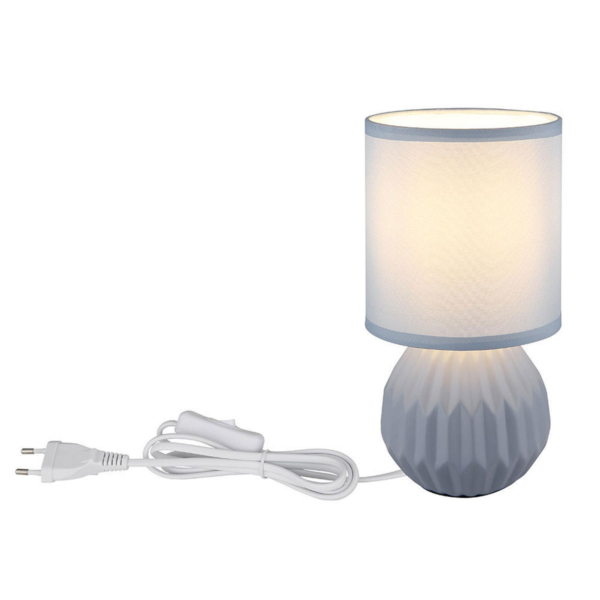 LED TISCHLEUCHTE Keramik Blau Textil 2er Set - Blau, Textil (12/12/23cm) - Globo Lighting