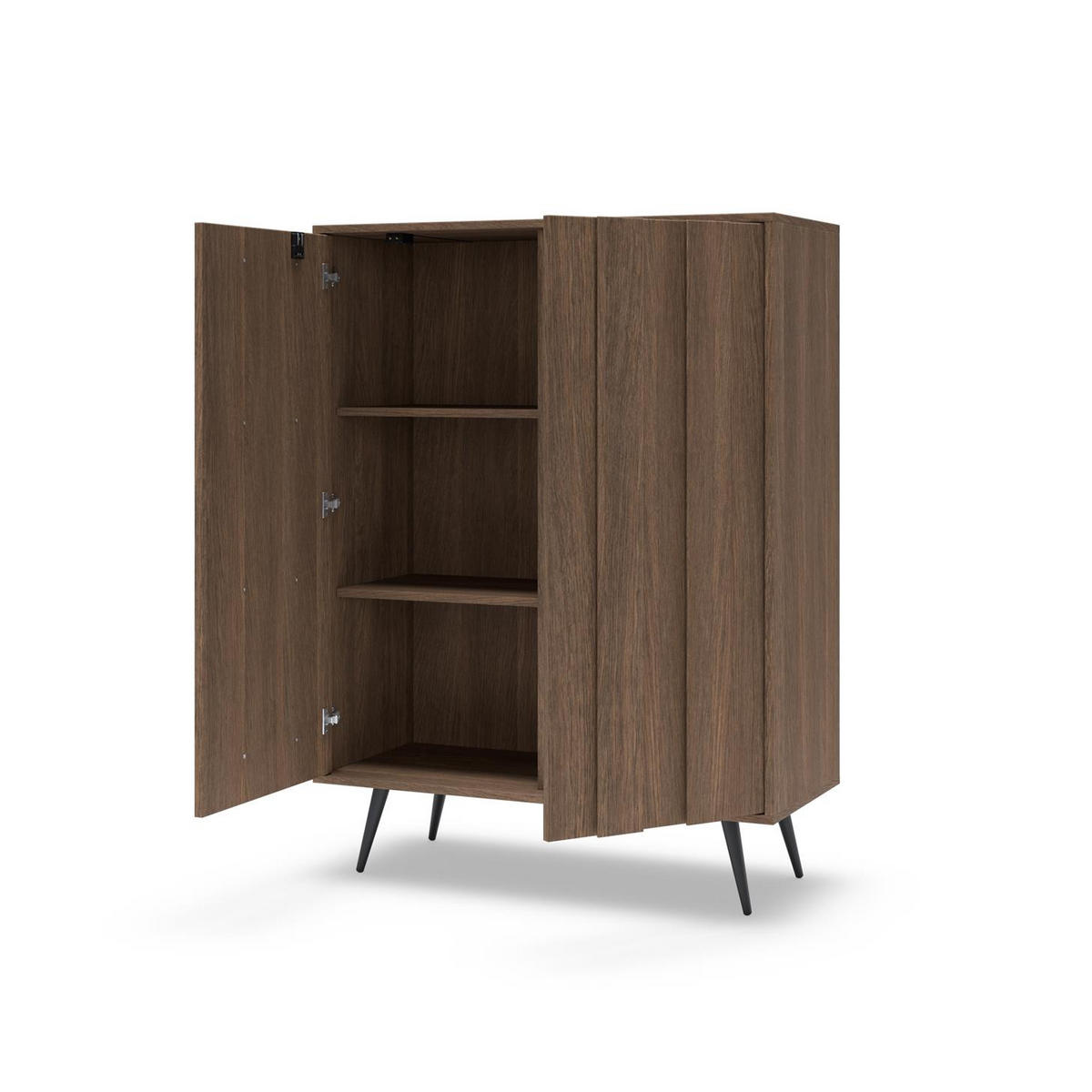 HIGHBOARD FARO, zweitüriger Hochkommode mit LED - Eichefarben, Holzwerkstoff (94/126/40cm) - Bettso